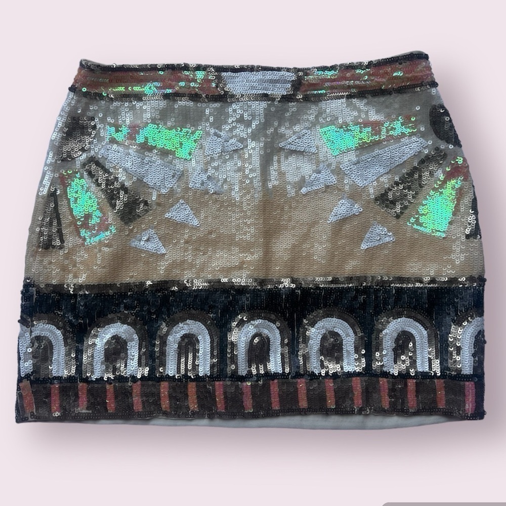 English Rose Sequin Pattern Skirt Small